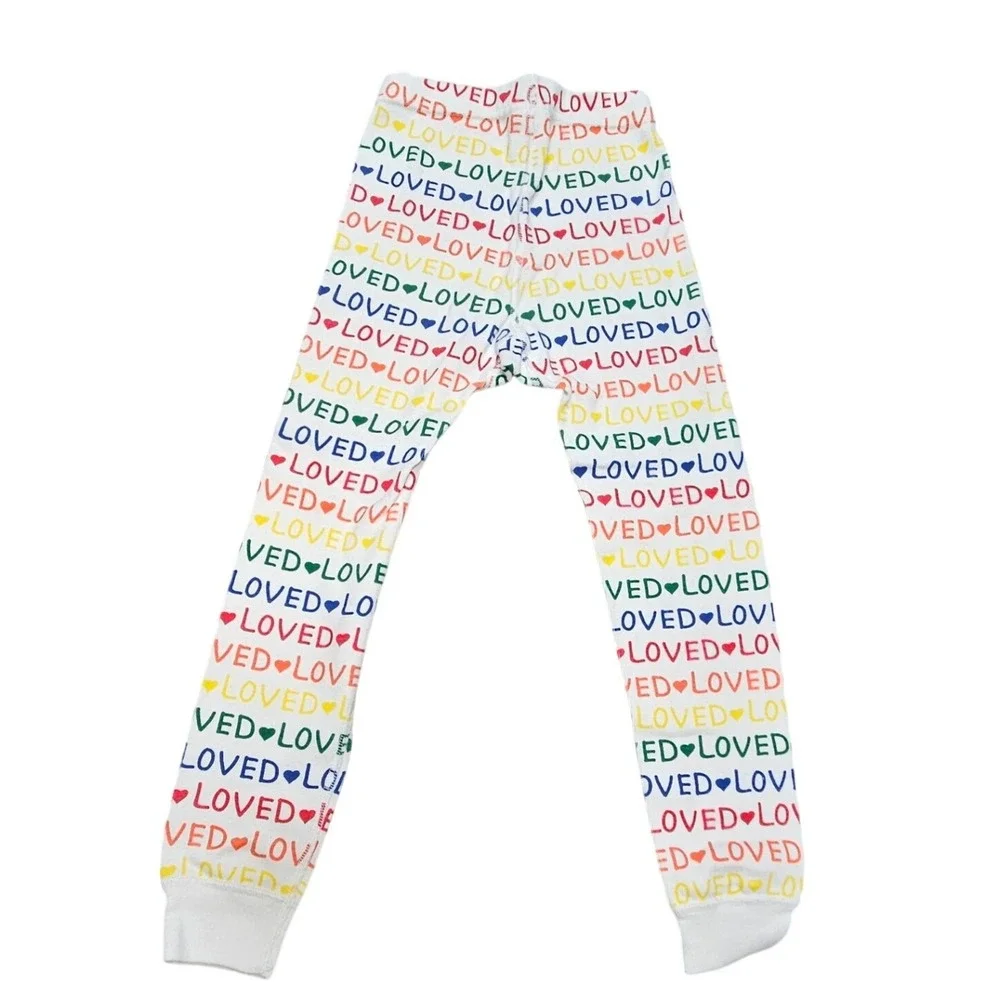 Hanna Andersson Kids Pajamas Set Long Sleeve US 5 Rainbow Loved Organic Cotton‎